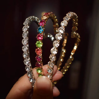 Classic Shiny Rhinestone Hoop Heart Shaped Earrings