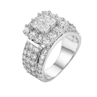 Four Row Cluster Diamond Ring